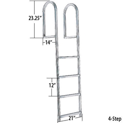 Ladder 4 Step Dock Fixed, Alum