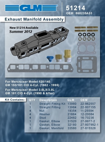 Mercruiser Exhaust Manifold Assembly (4 Cyl) 806867A12